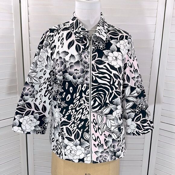 Chico's Jacket Size 3 (16) XL Floral Animal Print - Picture 3 of 14